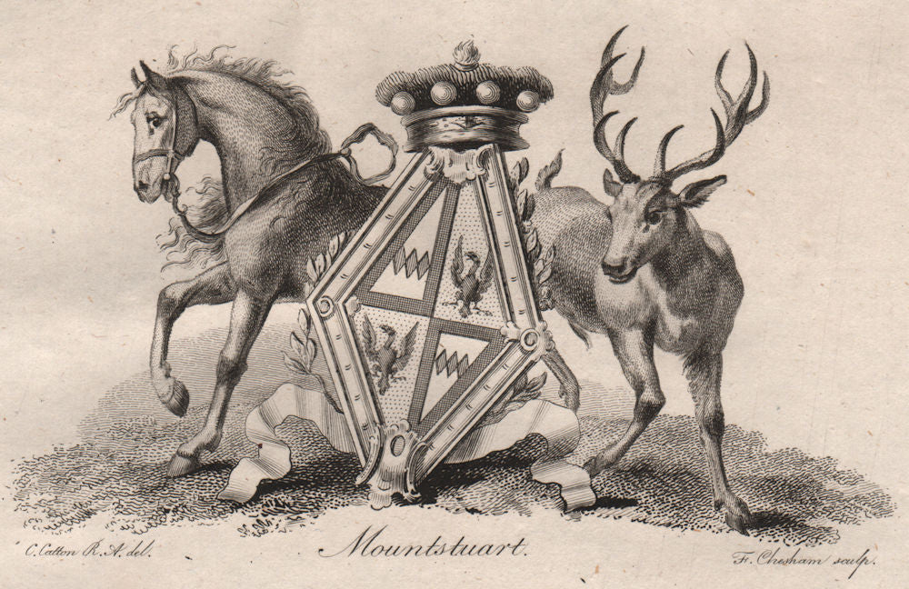 MOUNTSTUART. Coat of Arms. Heraldry 1790 old antique vintage print picture